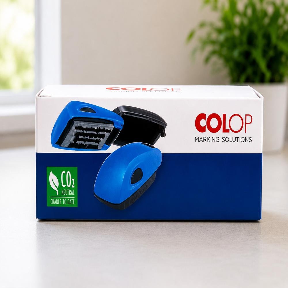 COLOP Self Ink Stamp Machine | Pocket Stamp | Blue Rubber Stamp