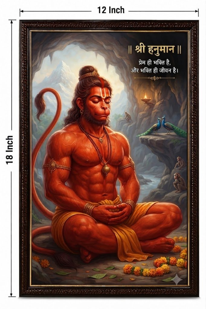 Lord Hanuman wall art frame (measuring 12 x 18 inches).