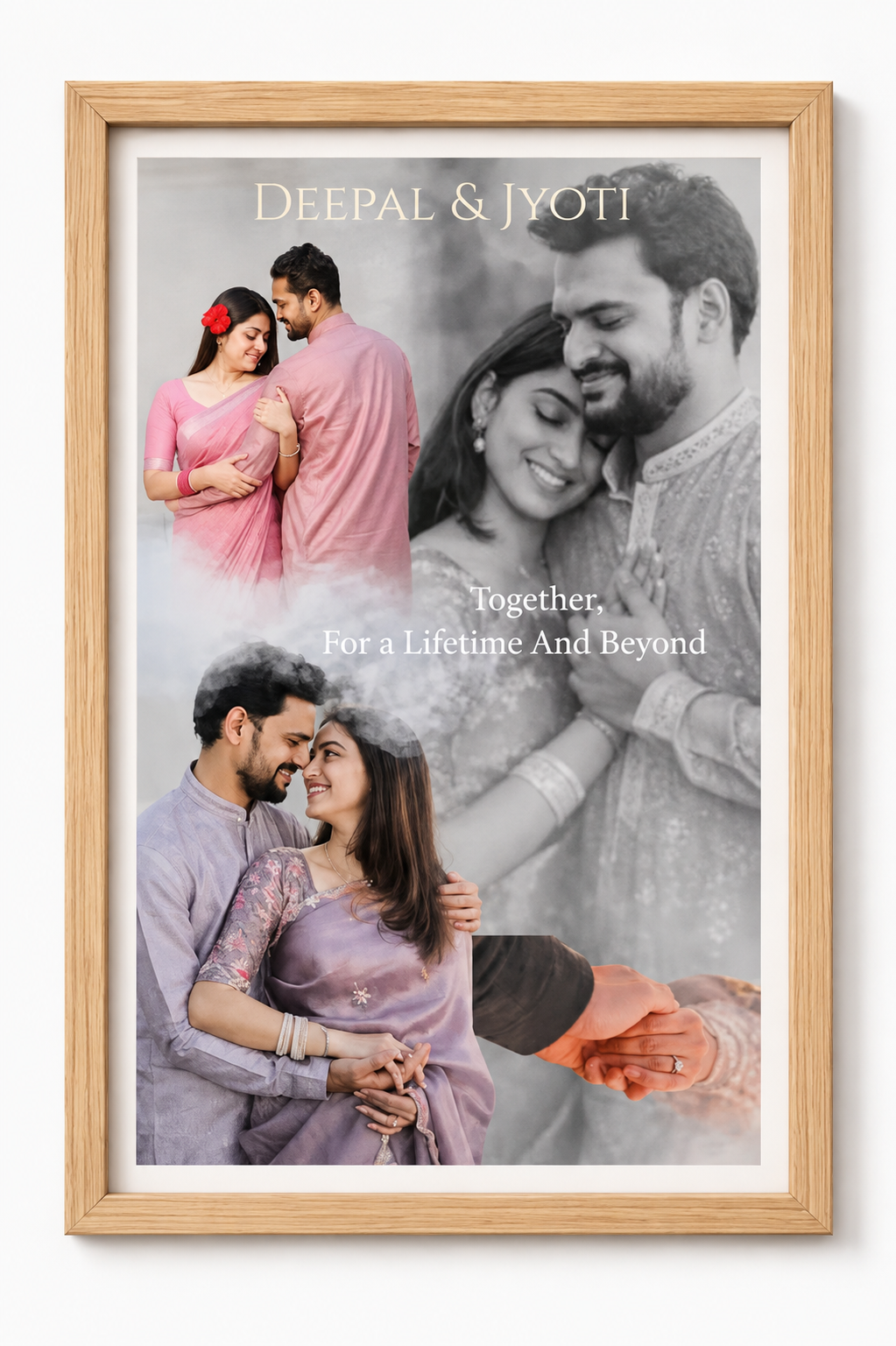 Customized Couple Photo Frame | Romantic Love Collage | Personalized 8×12 Inch Wall Frame for Living Room